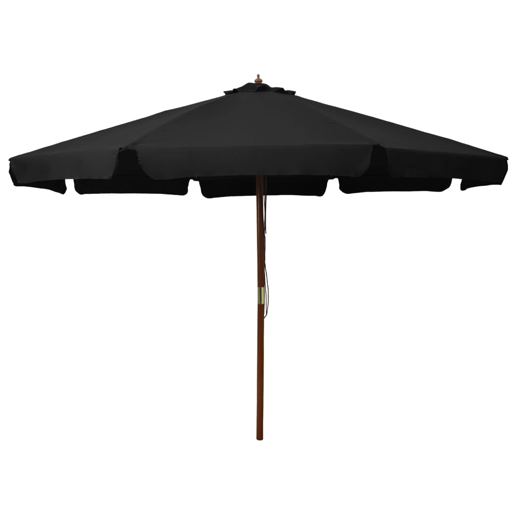 Outdoor Parasol with Wooden Pole 330 cm - Black | Create Shade and Enjoy Outdoor Time