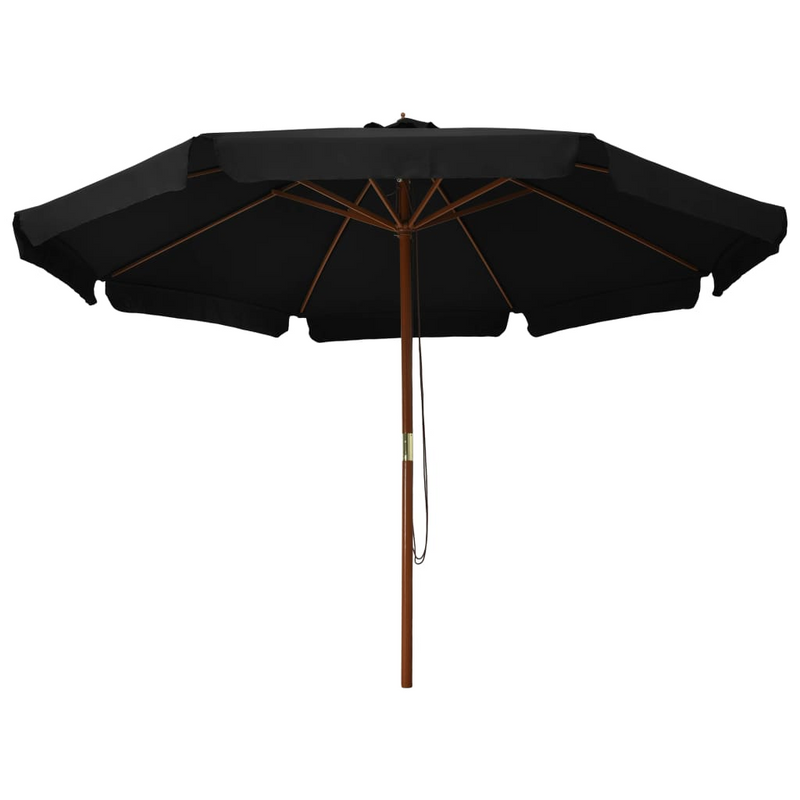 Outdoor Parasol with Wooden Pole 330 cm - Black | Create Shade and Enjoy Outdoor Time