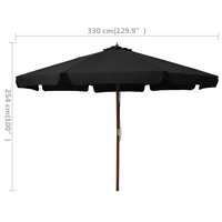 Outdoor Parasol with Wooden Pole 330 cm - Black | Create Shade and Enjoy Outdoor Time