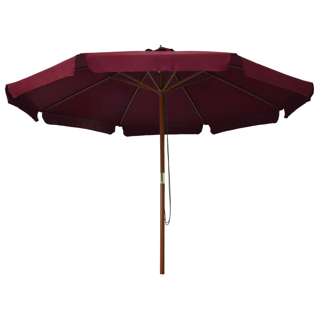 Outdoor Parasol with Wooden Pole 330 cm Burgundy