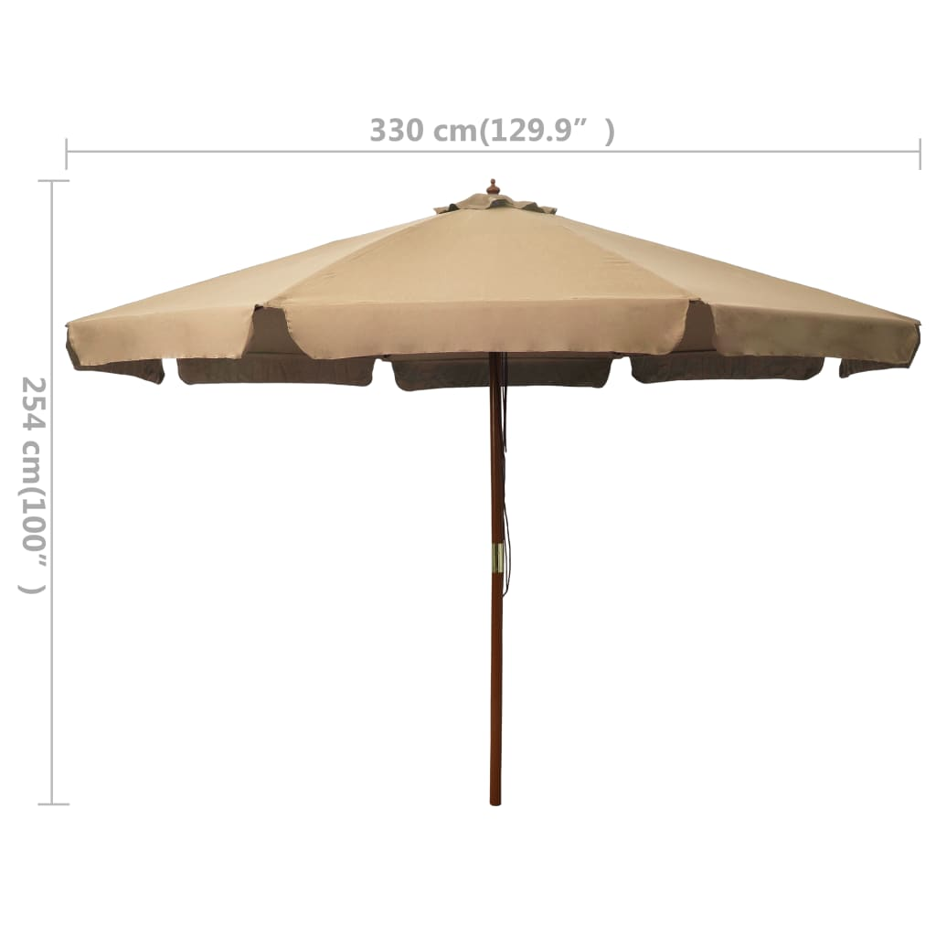 Outdoor Parasol with Wooden Pole 330 cm Taupe - Create Shade and Enjoy Outdoor Time