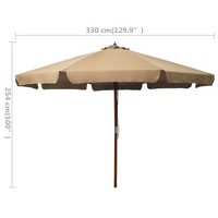 Outdoor Parasol with Wooden Pole 330 cm Taupe - Create Shade and Enjoy Outdoor Time