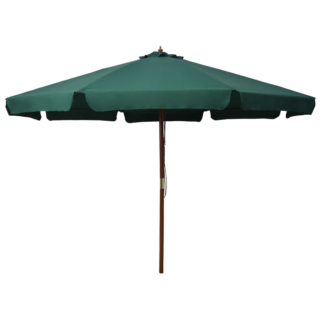 Outdoor Parasol with Wooden Pole 330 cm Green - Shade Your Outdoor Space