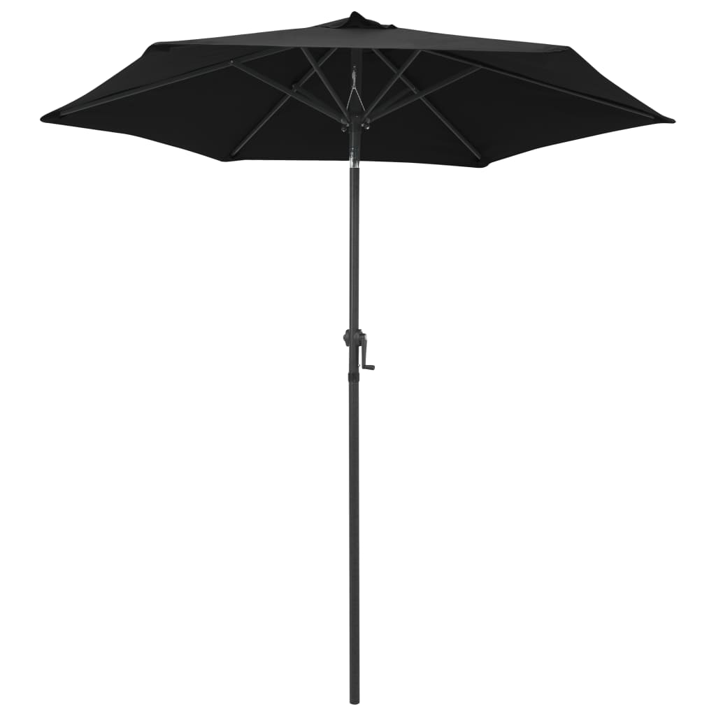 Parasol Black 200x224 cm Aluminium - UV Protective, Crank and Tiltable Design