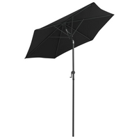 Parasol Black 200x224 cm Aluminium - UV Protective, Crank and Tiltable Design