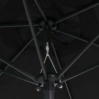 Parasol Black 200x224 cm Aluminium - UV Protective, Crank and Tiltable Design