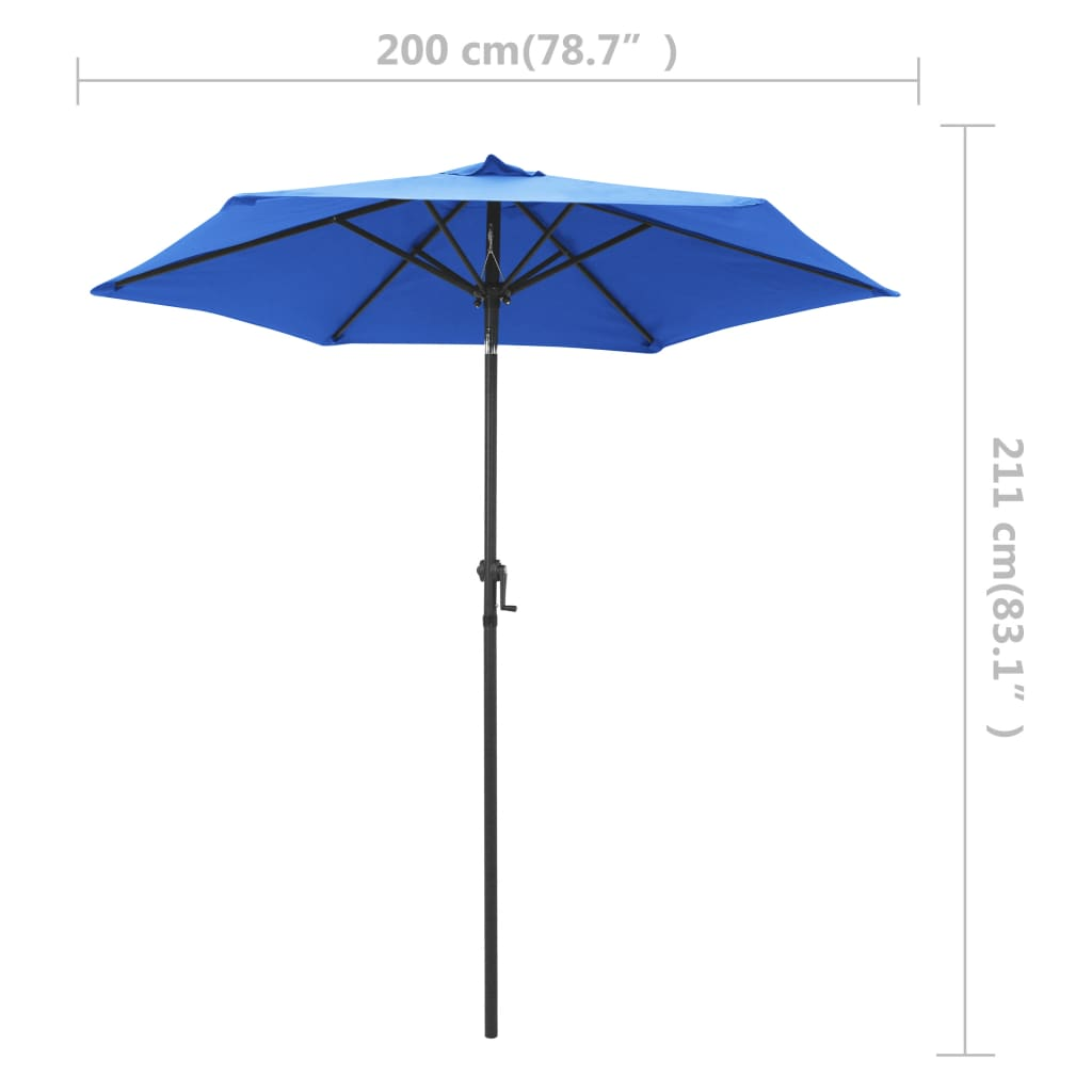 Parasol Blue 200x224 cm Aluminium - UV Protection, Crank and Tilt Design