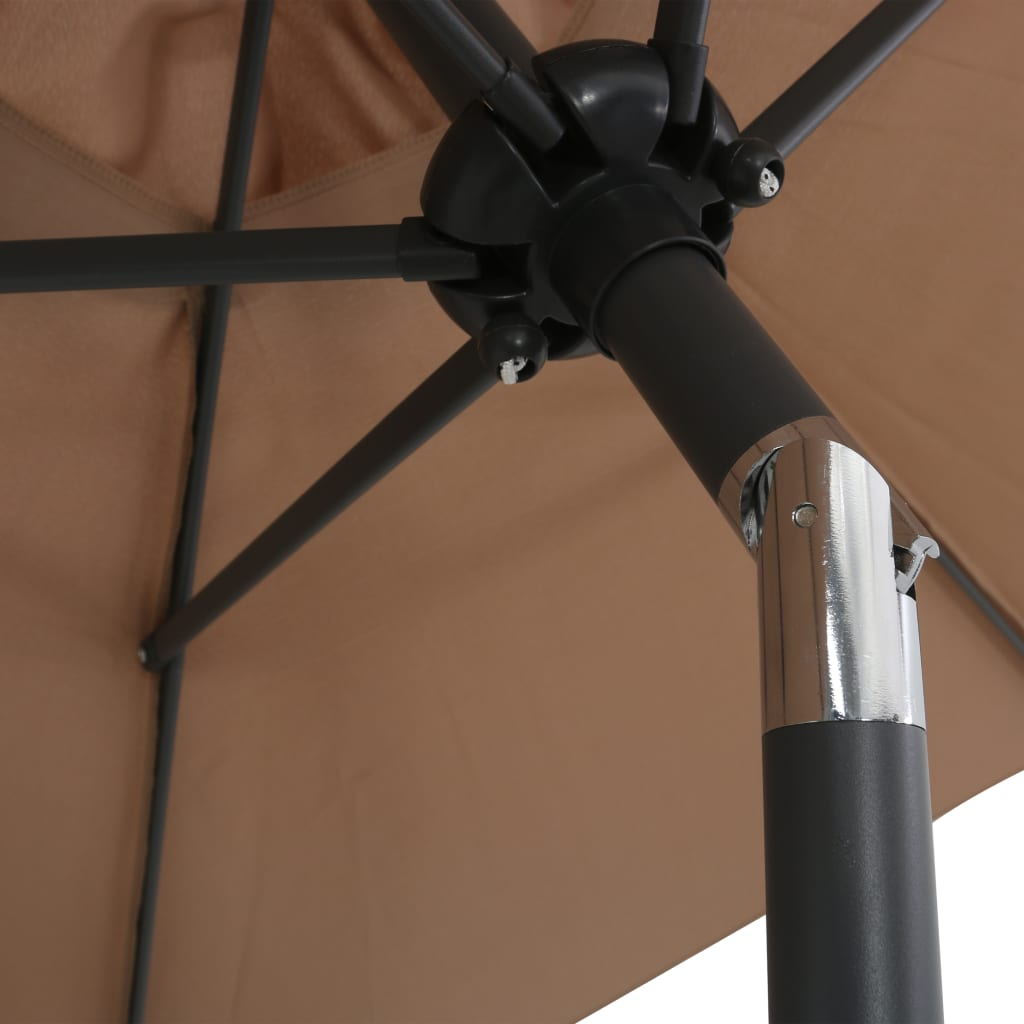 Parasol Taupe 200x224 cm Aluminium - UV Protective, Tiltable, Sturdy Metal Ribs