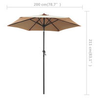 Parasol Taupe 200x224 cm Aluminium - UV Protective, Tiltable, Sturdy Metal Ribs