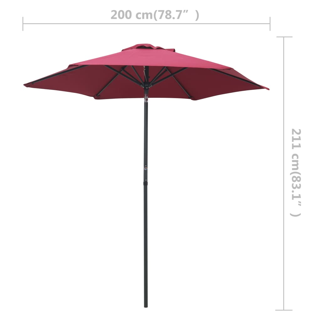 Parasol Burgundy 200x224 cm Aluminium - UV Protective and Portable