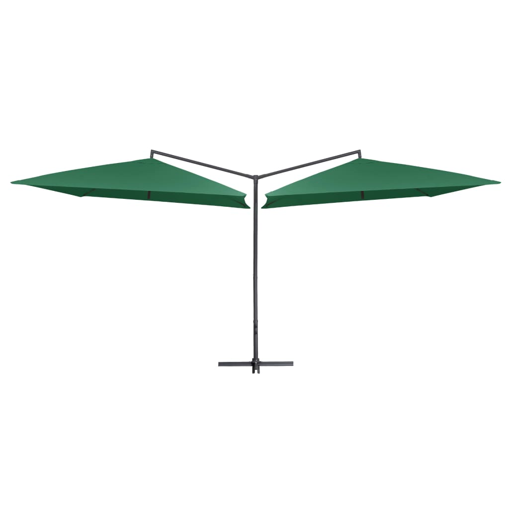 Double Parasol with Steel Pole 250x250 cm Green - Shade and UV Protection