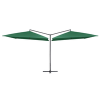 Double Parasol with Steel Pole 250x250 cm Green - Shade and UV Protection