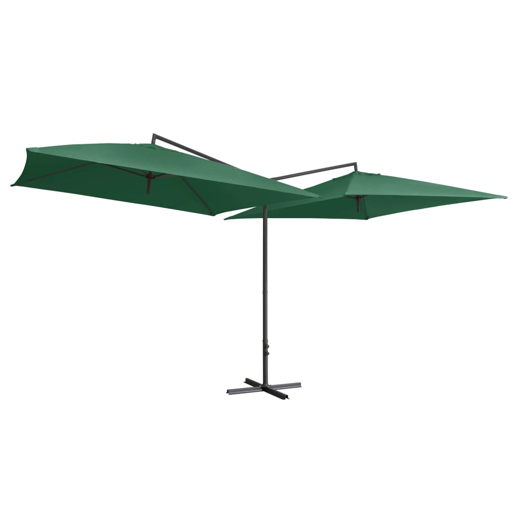 Double Parasol with Steel Pole 250x250 cm Green - Shade and UV Protection