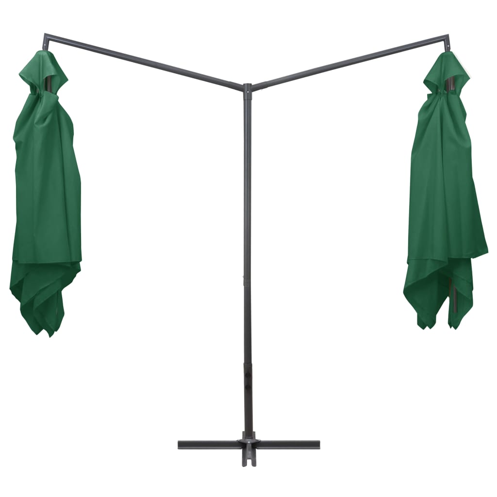 Double Parasol with Steel Pole 250x250 cm Green - Shade and UV Protection