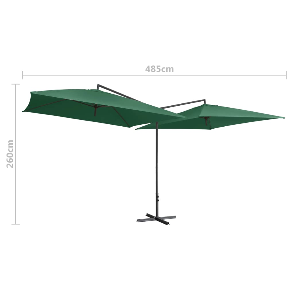 Double Parasol with Steel Pole 250x250 cm Green - Shade and UV Protection