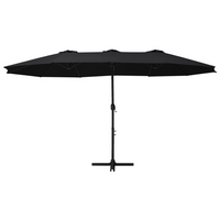 Outdoor Parasol with Aluminium Pole 460x270 cm Black - UV Protection, Sturdy Cross Base, Easy Assembly