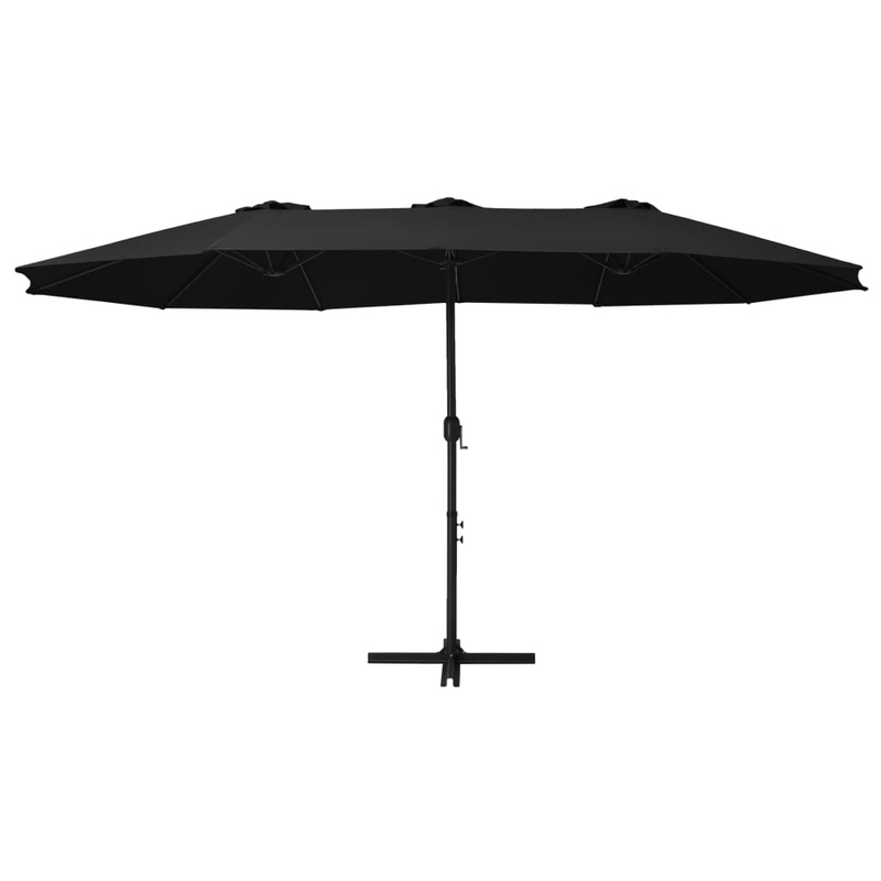 Outdoor Parasol with Aluminium Pole 460x270 cm Black - UV Protection, Sturdy Cross Base, Easy Assembly