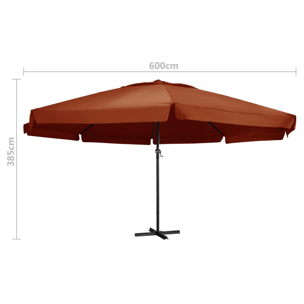 Outdoor Parasol with Aluminium Pole 600 cm Terracotta - UV Protective and Durable