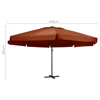 Outdoor Parasol with Aluminium Pole 600 cm Terracotta - UV Protective and Durable