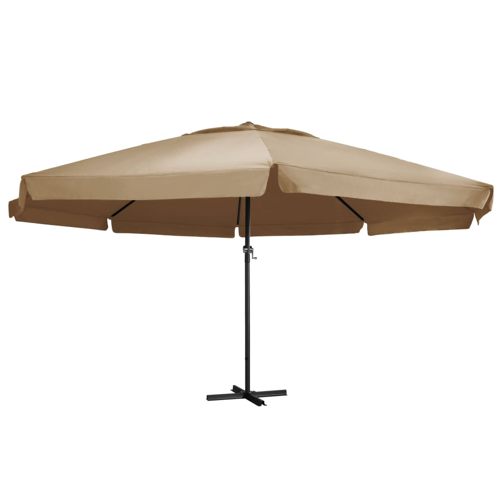 Outdoor Parasol with Aluminium Pole 600 cm Taupe - UV Protective Polyester, Crank System, Easy Assembly