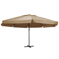 Outdoor Parasol with Aluminium Pole 600 cm Taupe - UV Protective Polyester, Crank System, Easy Assembly