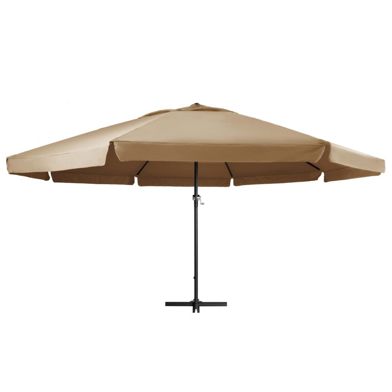 Outdoor Parasol with Aluminium Pole 600 cm Taupe - UV Protective Polyester, Crank System, Easy Assembly