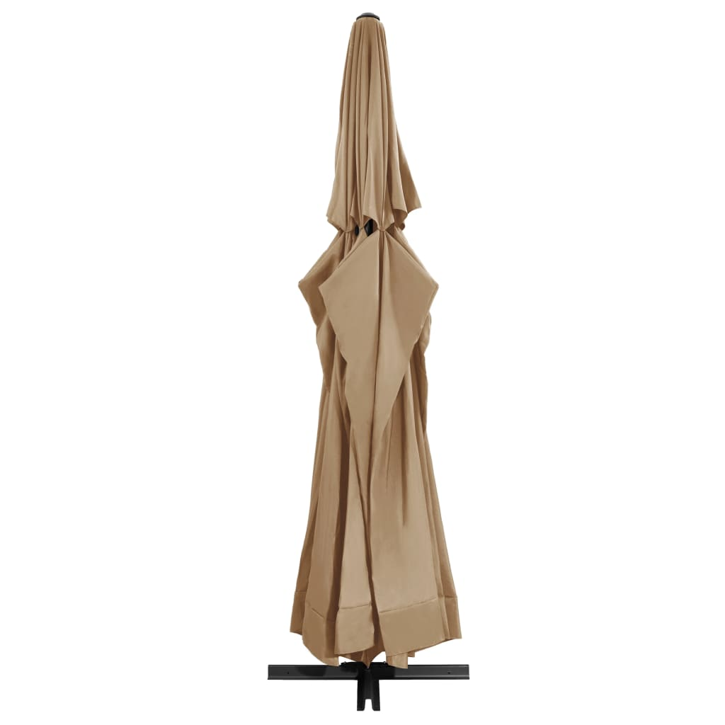 Outdoor Parasol with Aluminium Pole 600 cm Taupe - UV Protective Polyester, Crank System, Easy Assembly