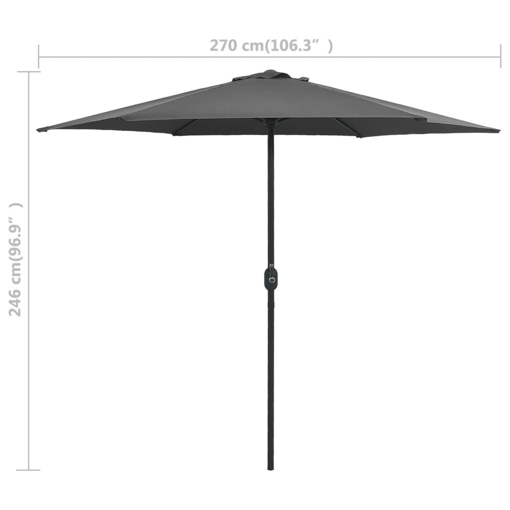 Outdoor Parasol with Aluminium Pole 270x246 cm Anthracite - UV Protective and Durable