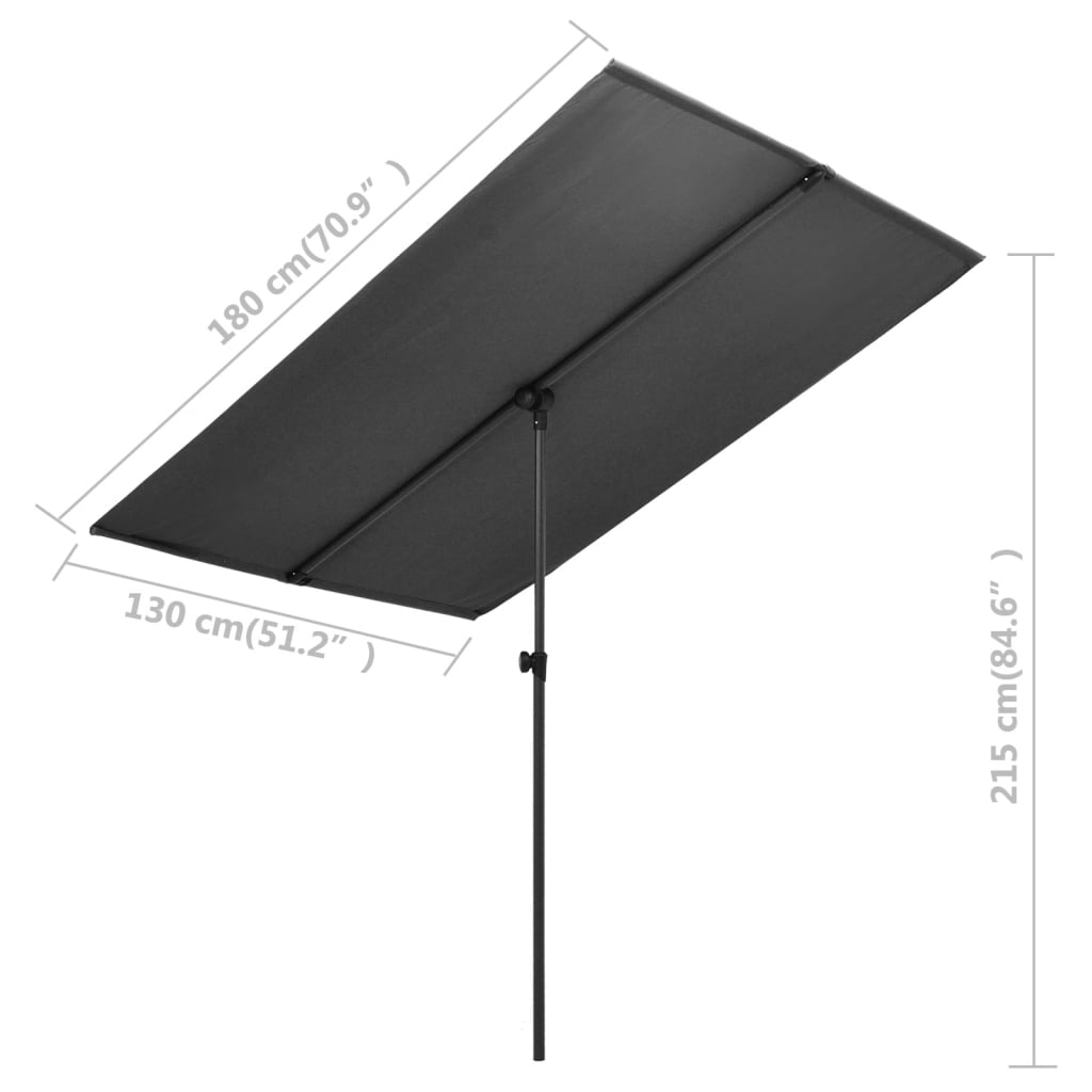 Outdoor Parasol with Aluminium Pole 180x110 cm Anthracite - UV Protective and Rotatable Canopy