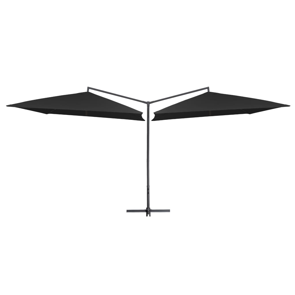 Double Parasol with Steel Pole 250x250 cm Black - Create Shade and Protect from Harmful UV Rays