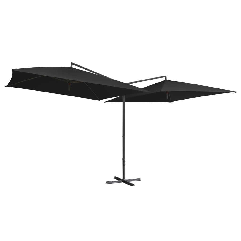 Double Parasol with Steel Pole 250x250 cm Black - Create Shade and Protect from Harmful UV Rays