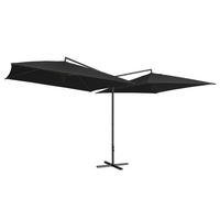 Double Parasol with Steel Pole 250x250 cm Black - Create Shade and Protect from Harmful UV Rays