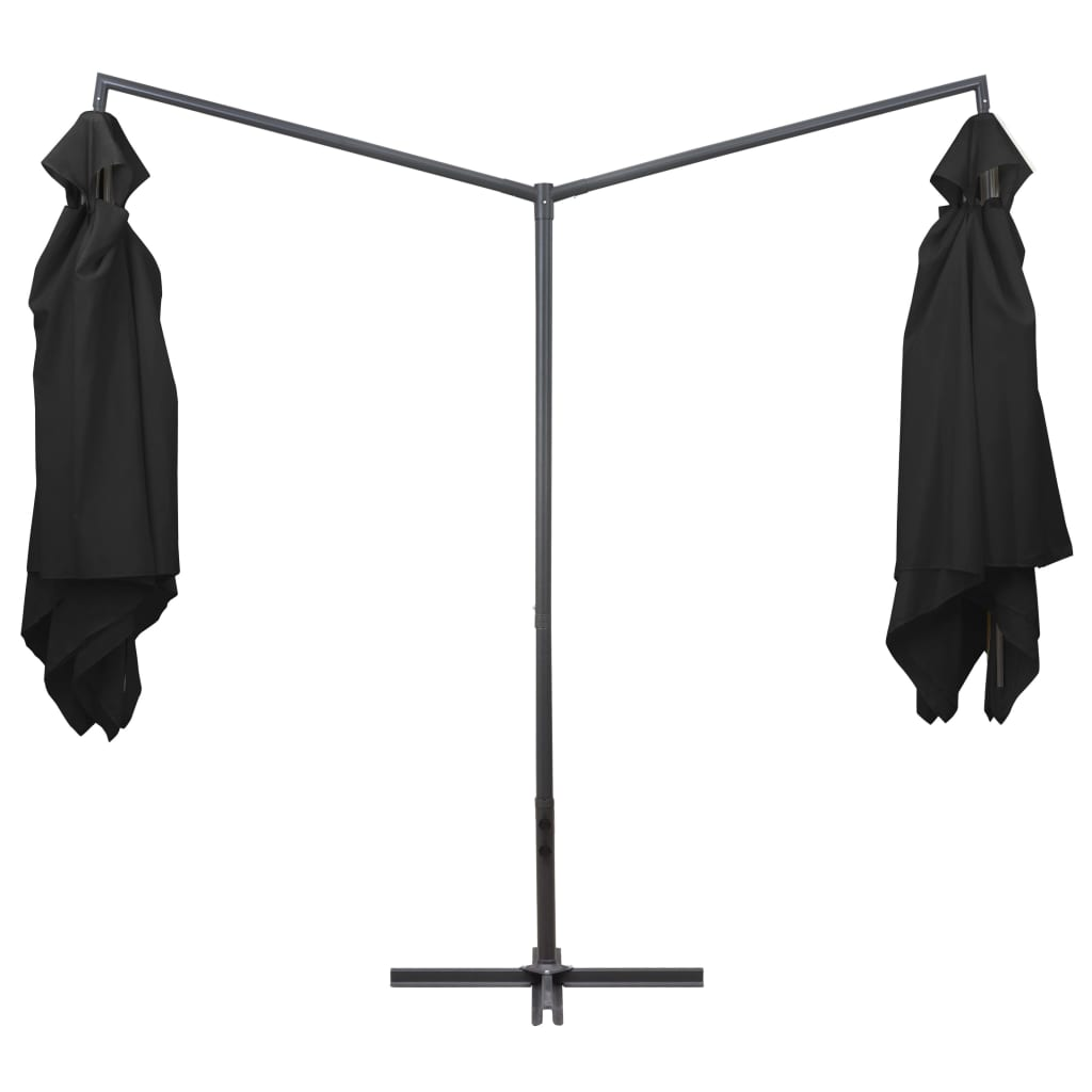 Double Parasol with Steel Pole 250x250 cm Black - Create Shade and Protect from Harmful UV Rays