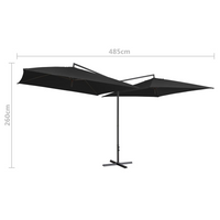 Double Parasol with Steel Pole 250x250 cm Black - Create Shade and Protect from Harmful UV Rays