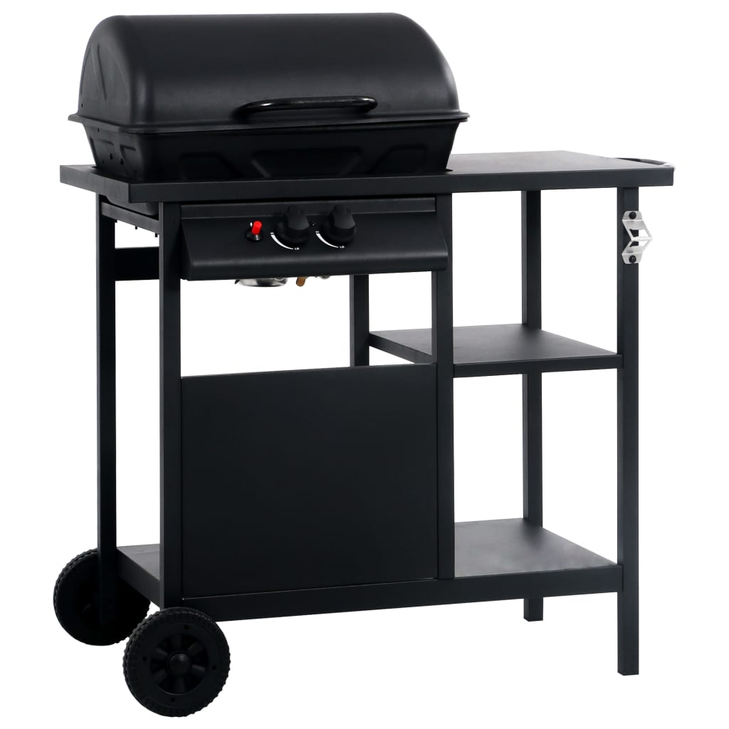 Gas BBQ Grill with 3-layer Side Table Black - Create Delicious Outdoor Feasts