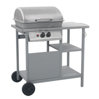 Gas BBQ Grill with 3-layer Side Table - Black and Silver