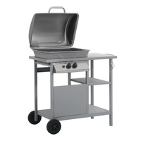 Gas BBQ Grill with 3-layer Side Table - Black and Silver