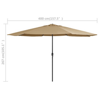 Outdoor Parasol with Metal Pole 390 cm Taupe - UV Protective and Durable