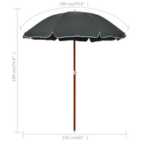 Parasol with Steel Pole 180 cm Anthracite - UV Protective and Water-Resistant