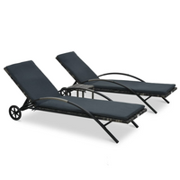 Sun Loungers with Table Poly Rattan Anthracite - Outdoor Garden Furniture Set