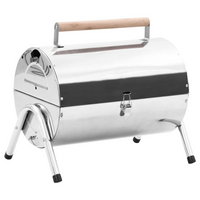 Portable Tabletop Charcoal BBQ Grill - Stainless Steel, Double Grids