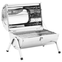 Portable Tabletop Charcoal BBQ Grill - Stainless Steel, Double Grids