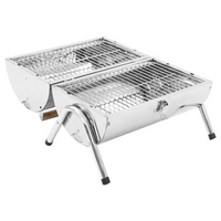 Portable Tabletop Charcoal BBQ Grill - Stainless Steel, Double Grids