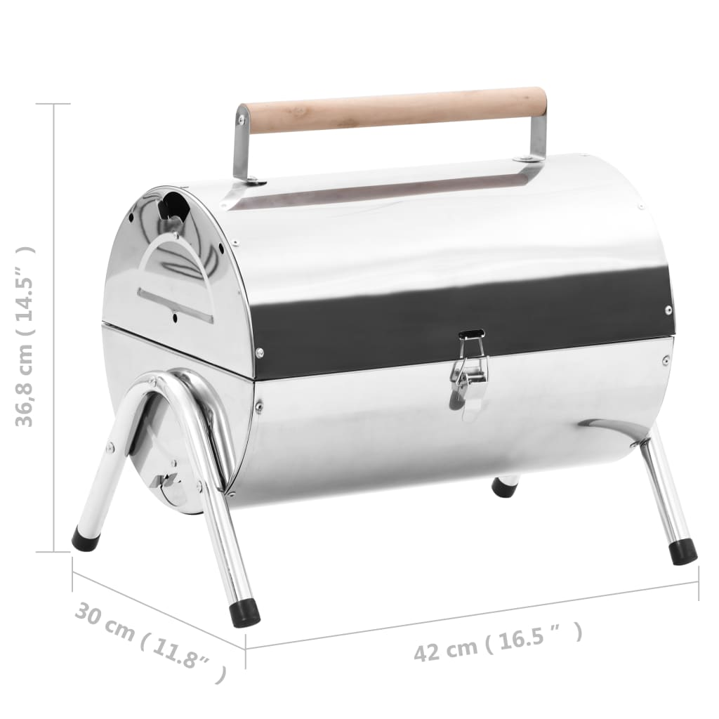 Portable Tabletop Charcoal BBQ Grill - Stainless Steel, Double Grids