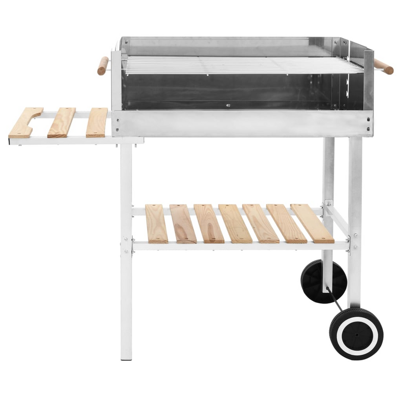 XXL Trolley Charcoal BBQ Grill Stainless Steel with 2 Shelves - Outdoor Cooking at its Finest