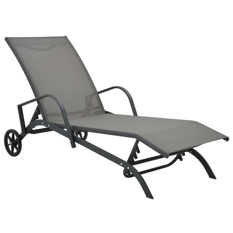 Sun Loungers 2 pcs with Table Textilene and Steel - Relax in Style