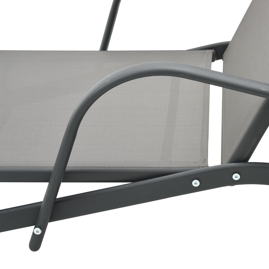 Sun Loungers 2 pcs with Table Textilene and Steel - Relax in Style