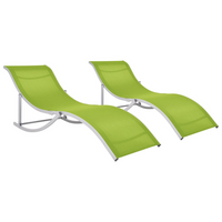 Folding Sun Loungers 2 pcs Green Textilene - Comfortable and Durable Outdoor Loungers