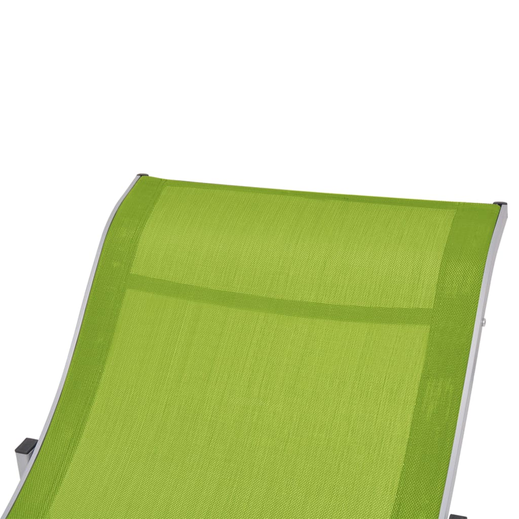 Folding Sun Loungers 2 pcs Green Textilene - Comfortable and Durable Outdoor Loungers