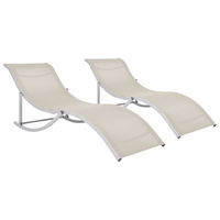 Folding Sun Loungers 2 pcs Cream Textilene - Comfort and Style for Outdoor Relaxation